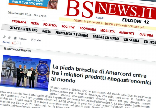 La piada bresciana di Amarcord entra tra i migliori prodotti enogastronomici al mondo